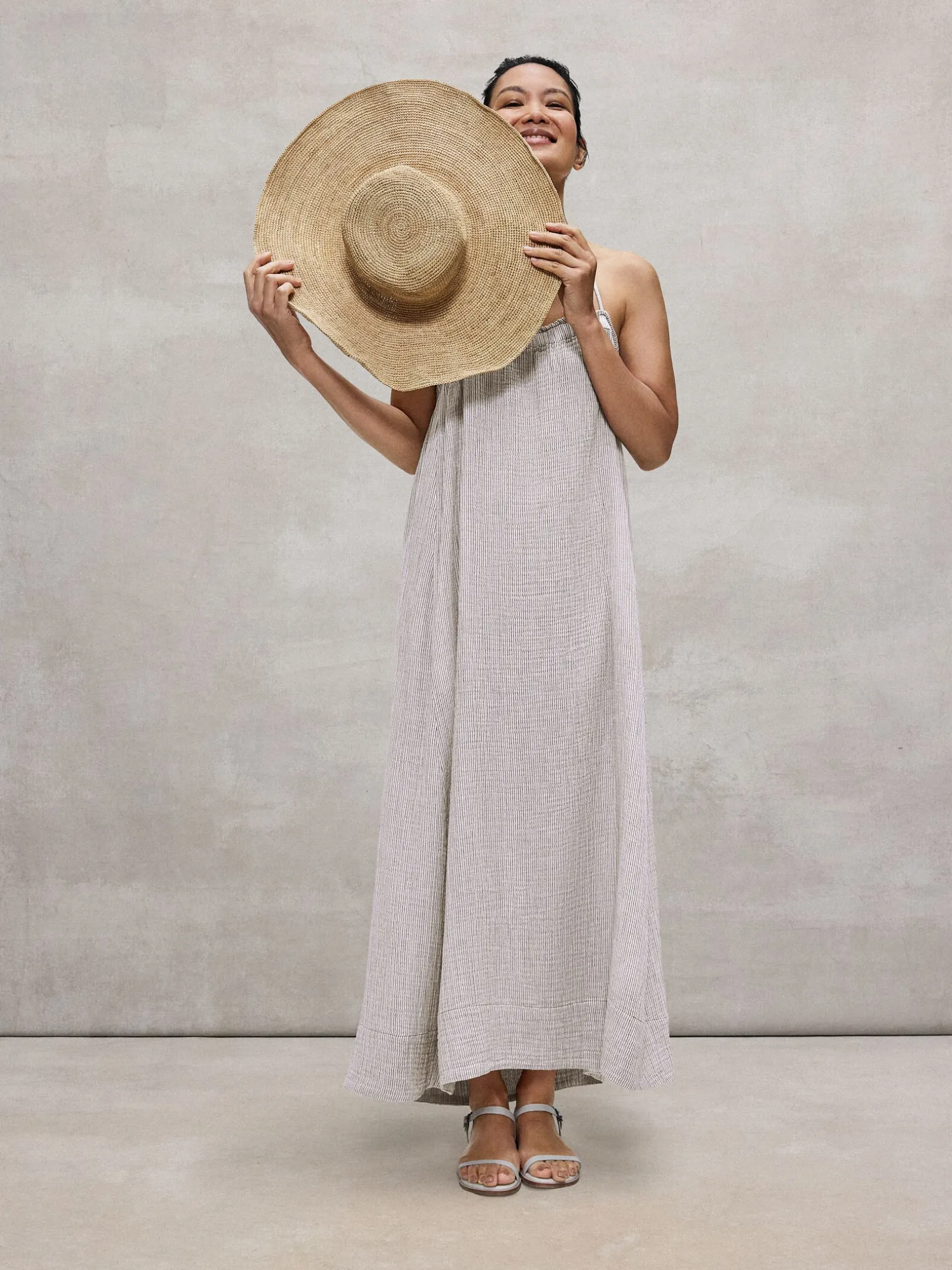 Striped Organic Cotton Gauze Cami Dress