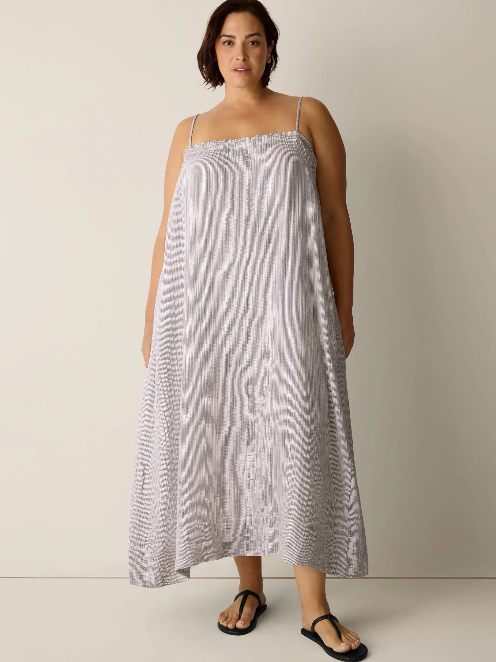 Striped Organic Cotton Gauze Cami Dress