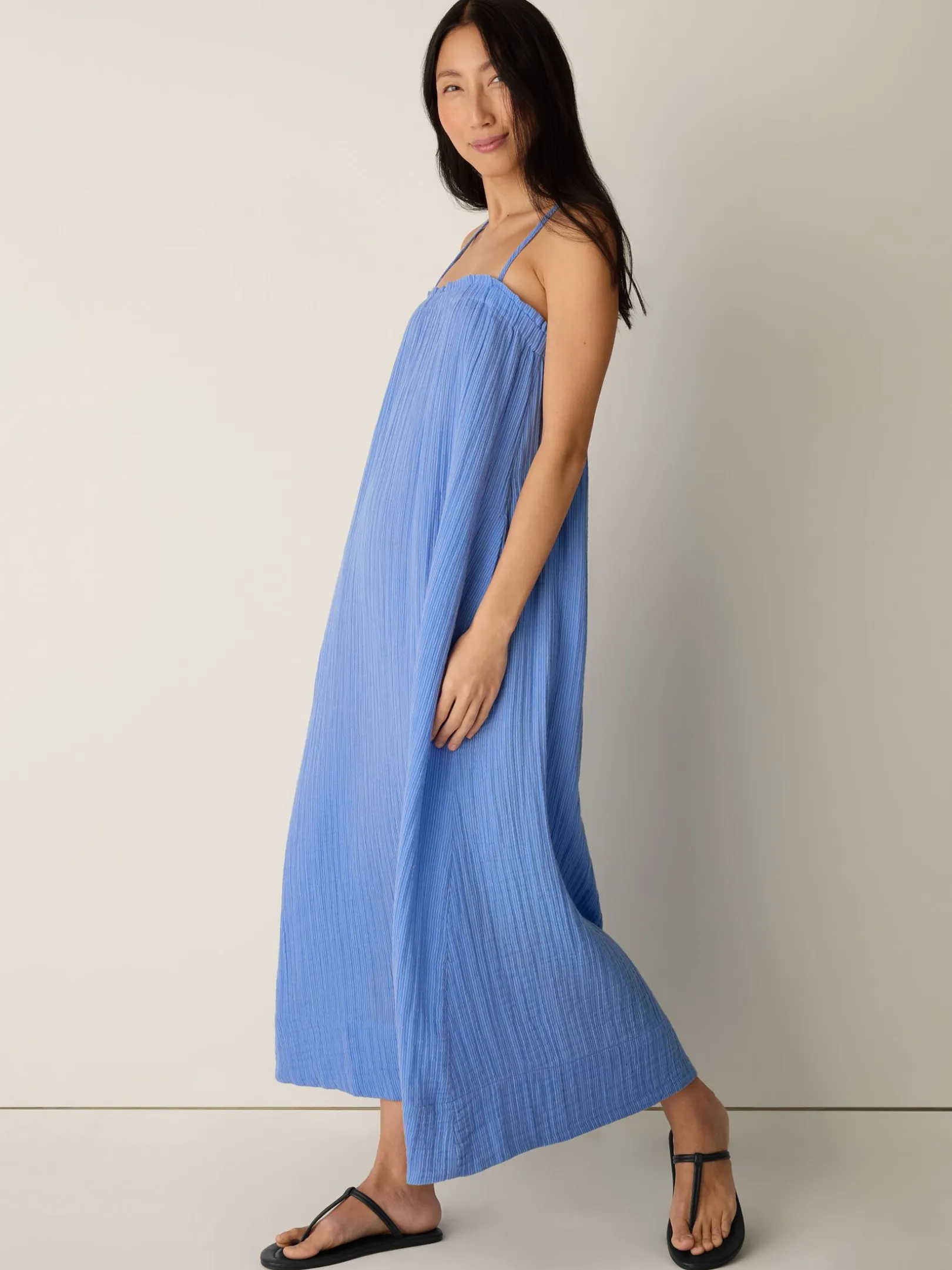 Striped Organic Cotton Gauze Cami Dress