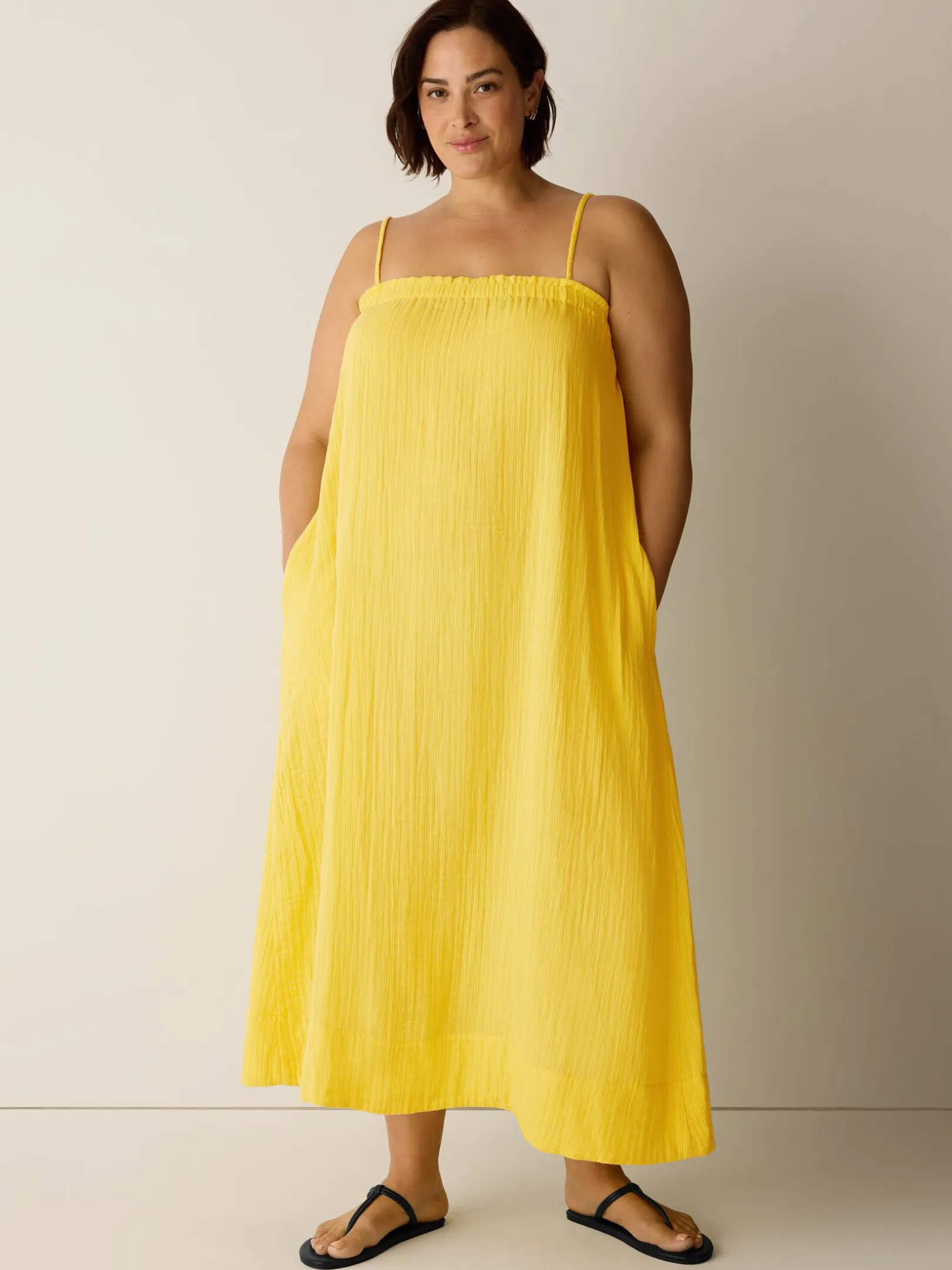 Striped Organic Cotton Gauze Cami Dress