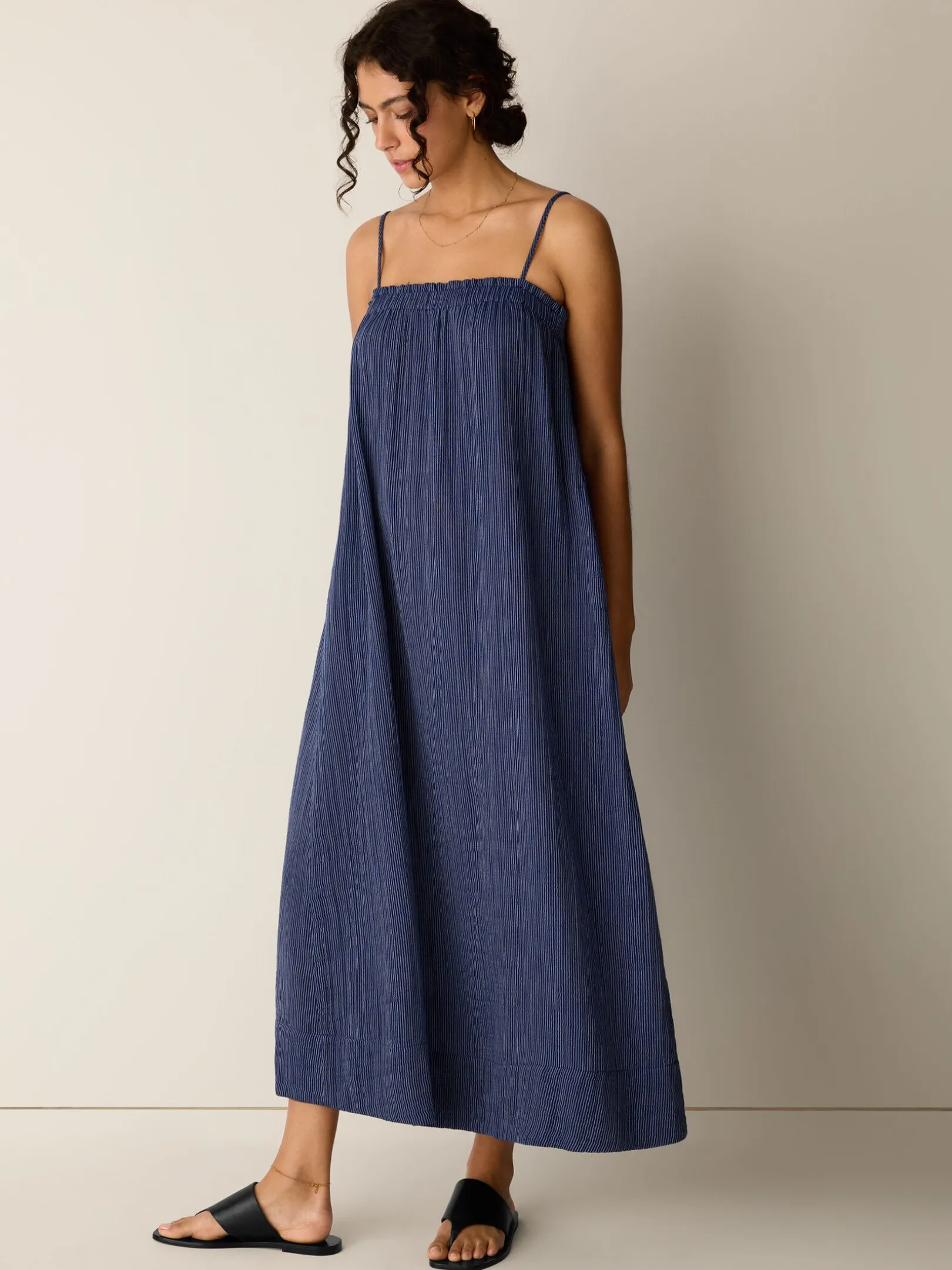 Striped Organic Cotton Gauze Cami Dress