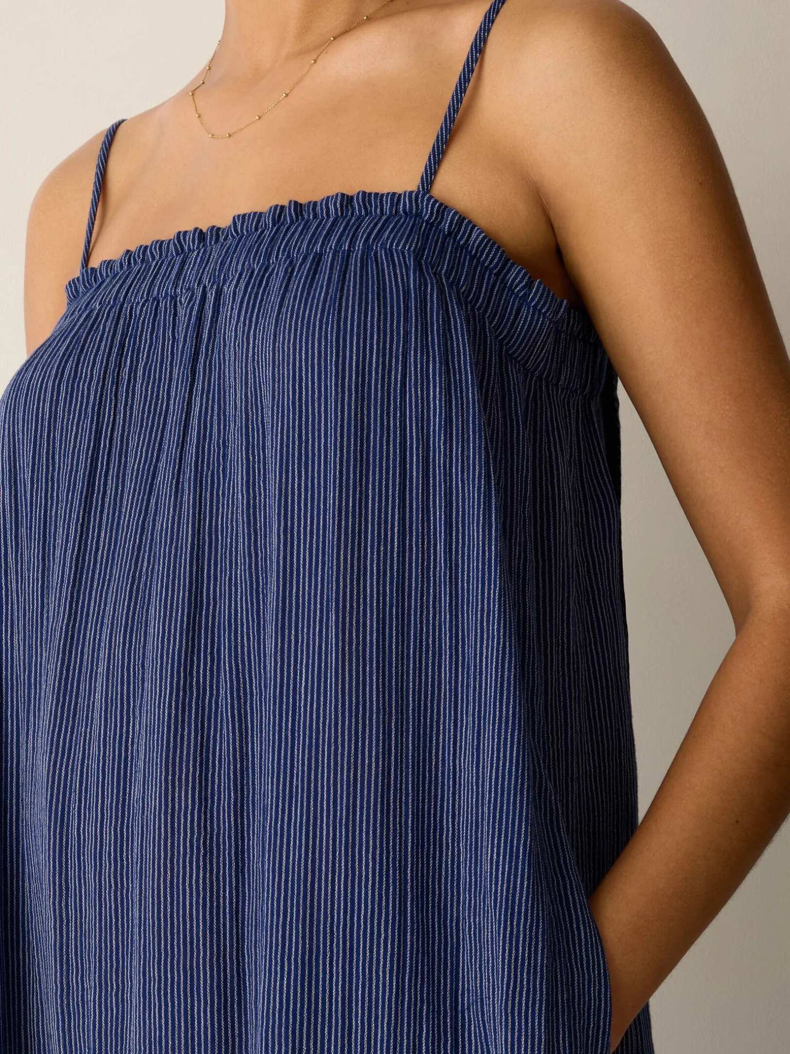 Striped Organic Cotton Gauze Cami Dress