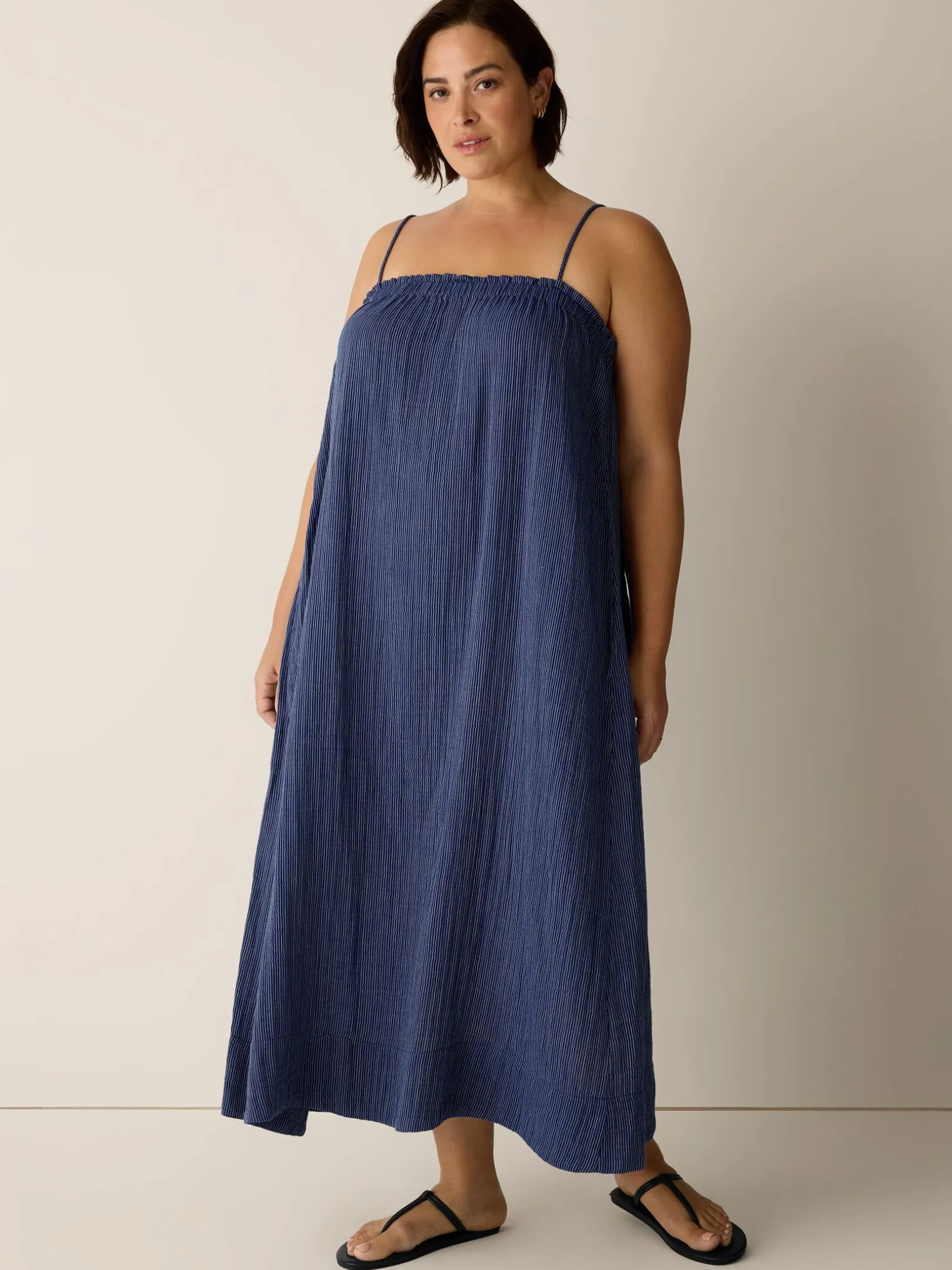 Striped Organic Cotton Gauze Cami Dress