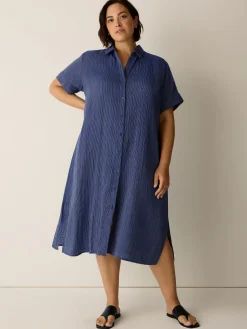 Striped Organic Cotton Gauze Shirtdress
