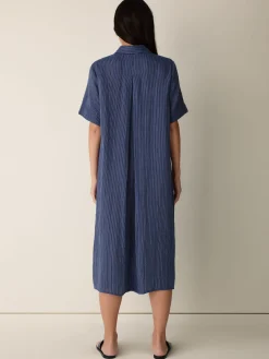 Striped Organic Cotton Gauze Shirtdress