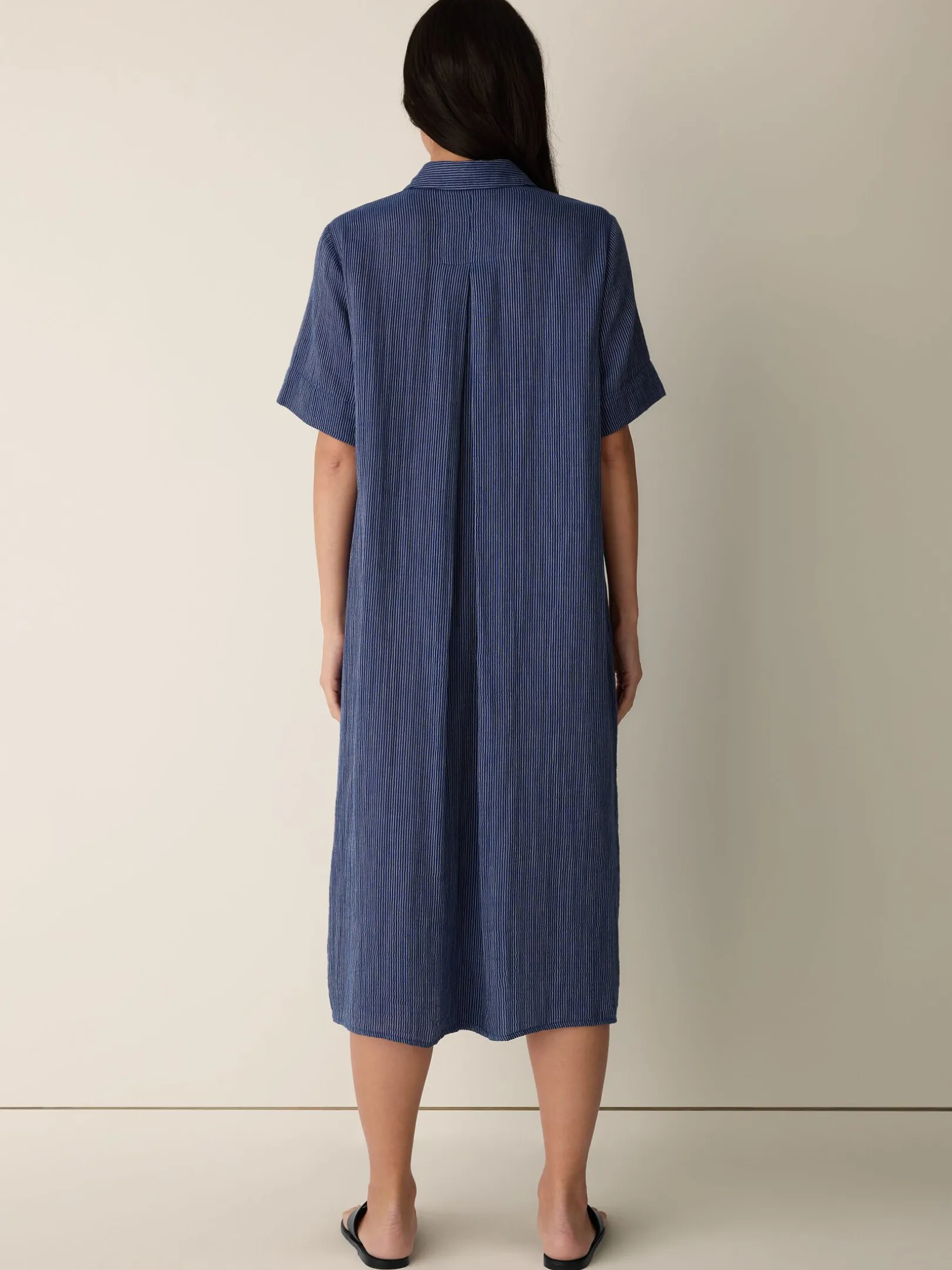 Striped Organic Cotton Gauze Shirtdress