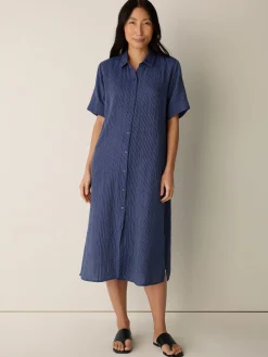 Striped Organic Cotton Gauze Shirtdress