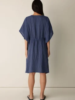 Striped Organic Cotton Gauze V-Neck Caftan
