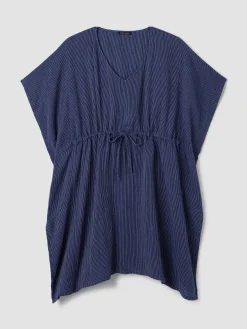Striped Organic Cotton Gauze V-Neck Caftan