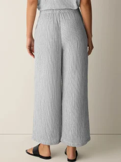 Striped Organic Cotton Gauze Wide-Leg Pant