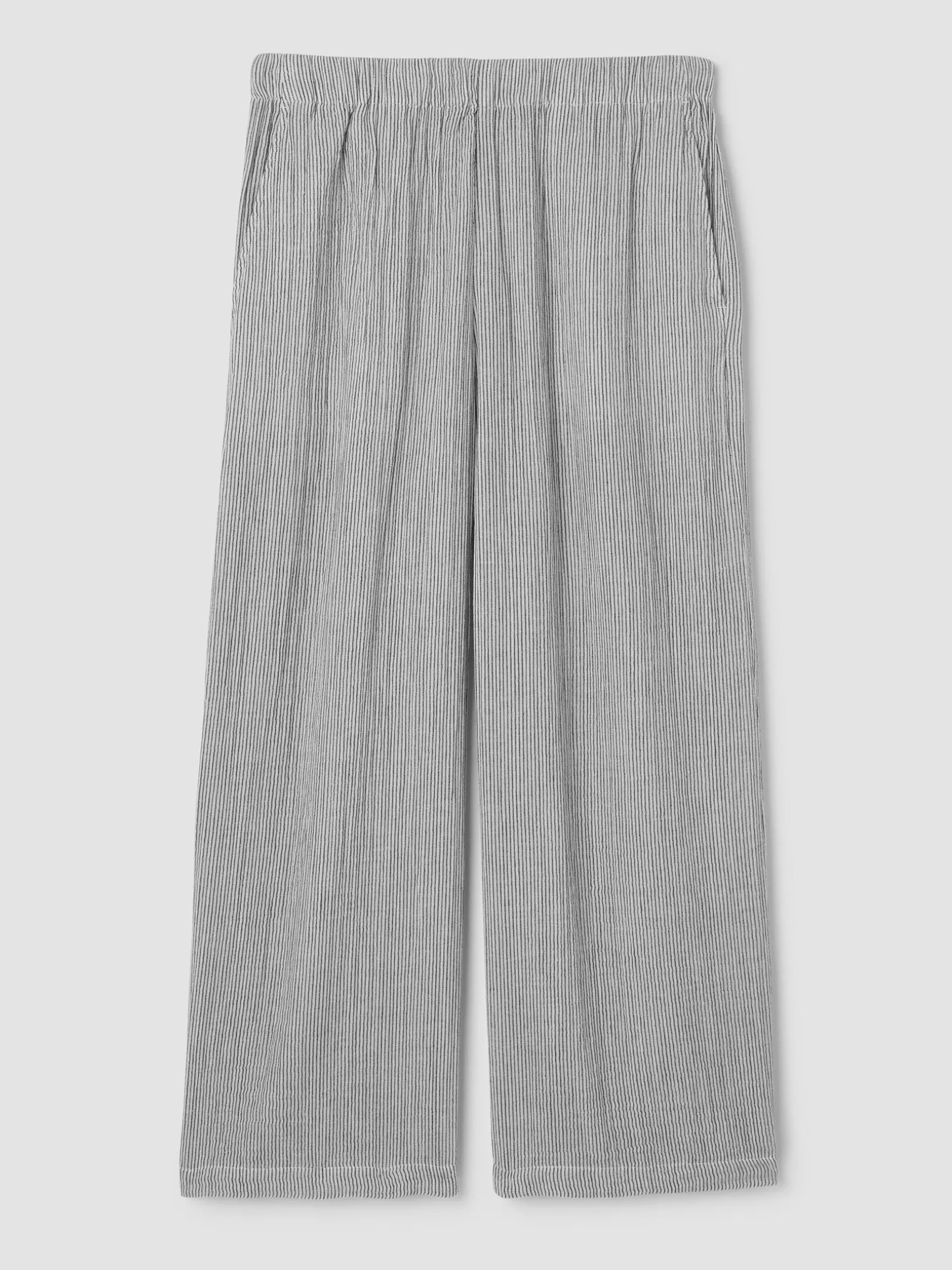 Striped Organic Cotton Gauze Wide-Leg Pant