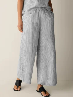 Striped Organic Cotton Gauze Wide-Leg Pant
