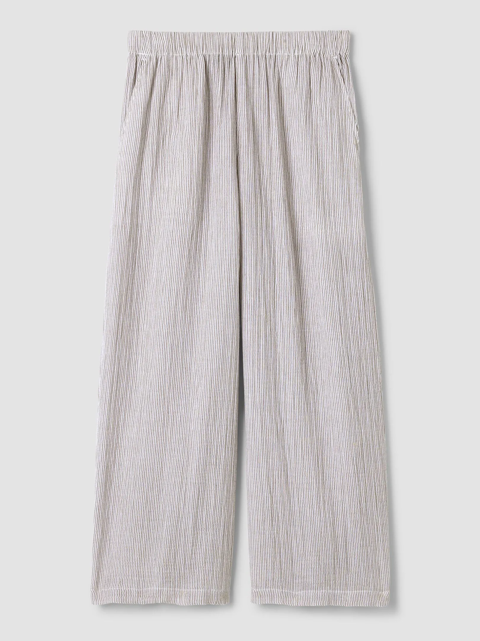 Striped Organic Cotton Gauze Wide-Leg Pant