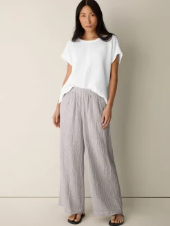 Striped Organic Cotton Gauze Wide-Leg Pant