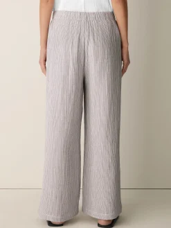 Striped Organic Cotton Gauze Wide-Leg Pant