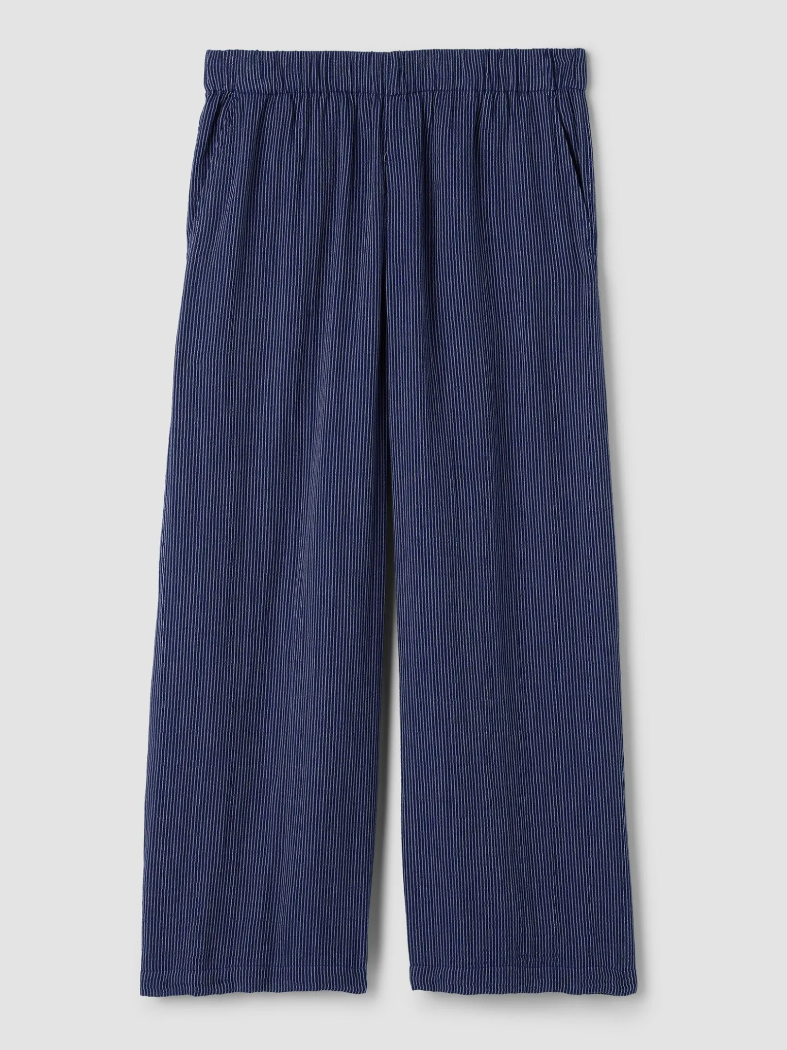 Striped Organic Cotton Gauze Wide-Leg Pant
