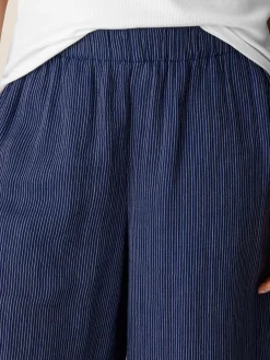 Striped Organic Cotton Gauze Wide-Leg Pant