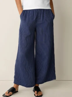 Striped Organic Cotton Gauze Wide-Leg Pant