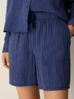 Striped Organic Cotton Gauze Walking Shorts