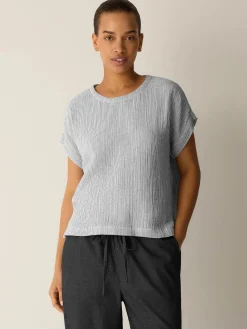 Striped Organic Cotton Gauze Square Top