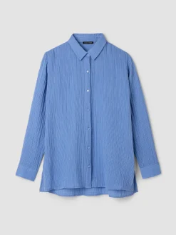 Striped Organic Cotton Gauze Classic Collar Shirt