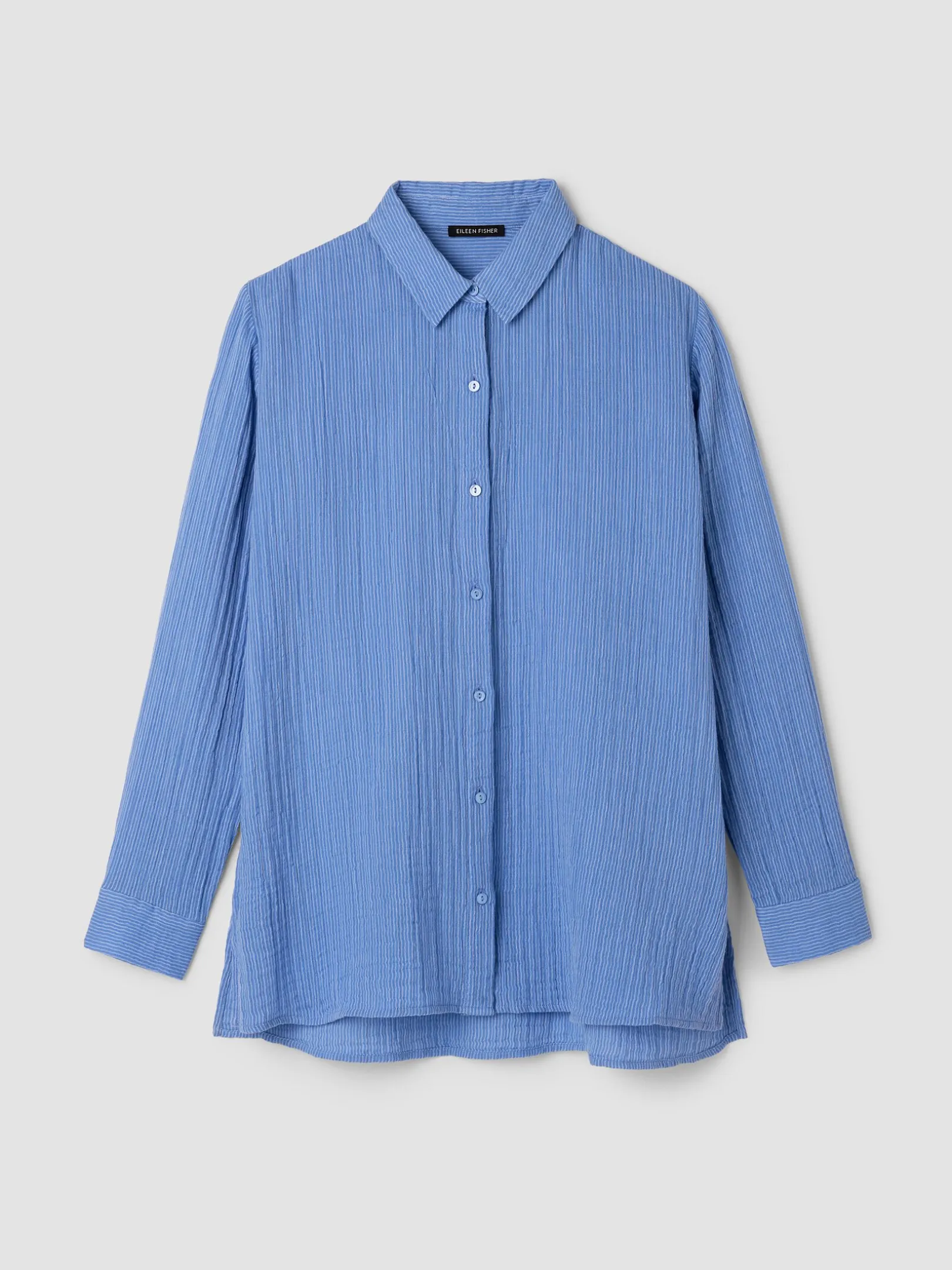Striped Organic Cotton Gauze Classic Collar Shirt