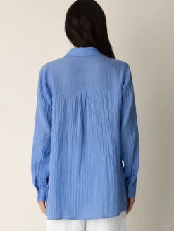 Striped Organic Cotton Gauze Classic Collar Shirt