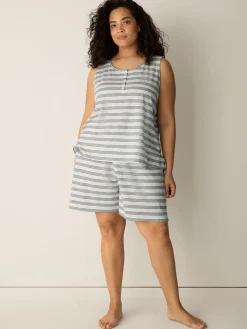 Striped Organic Cotton Jersey Sleep Set