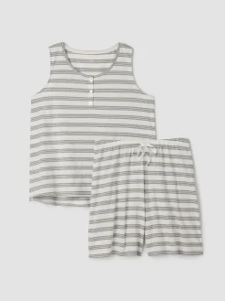 Striped Organic Cotton Jersey Sleep Set