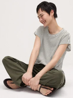Striped Organic Cotton Slub Crew Neck Tee