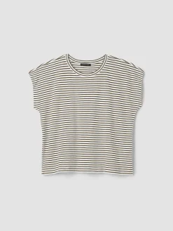 Striped Organic Cotton Slub Crew Neck Tee
