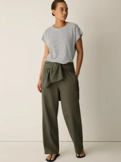 Striped Organic Cotton Slub Crew Neck Tee