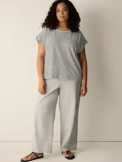 Striped Organic Cotton Slub Crew Neck Tee