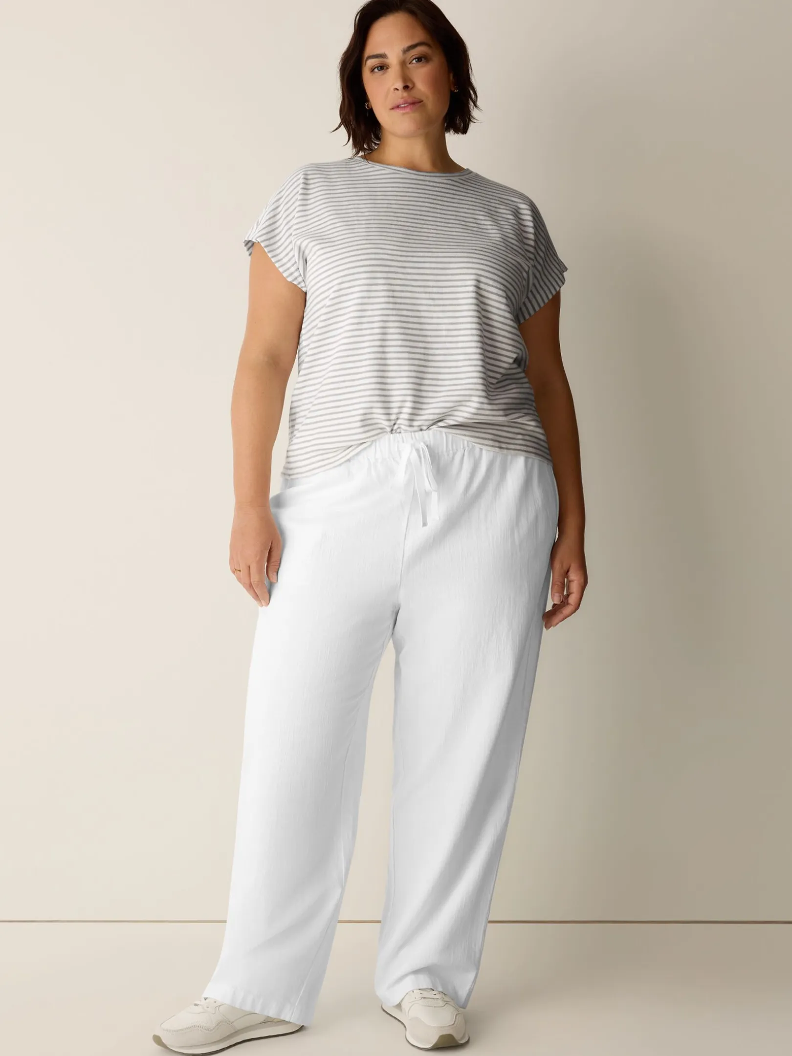 Striped Organic Cotton Slub Crew Neck Tee