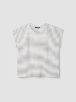 Striped Organic Cotton Slub Crew Neck Tee