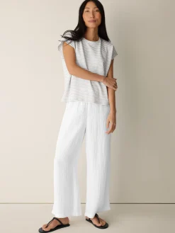 Striped Organic Cotton Slub Crew Neck Tee