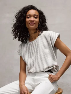 Striped Organic Cotton Slub Crew Neck Tee