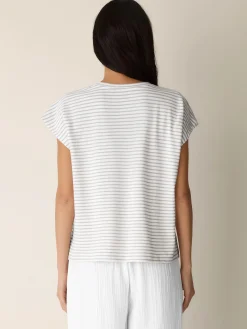 Striped Organic Cotton Slub Crew Neck Tee