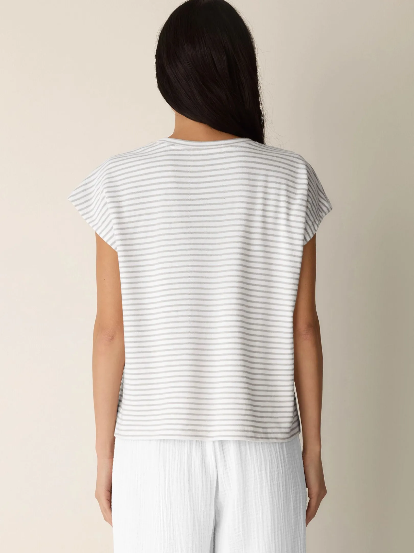 Striped Organic Cotton Slub Crew Neck Tee