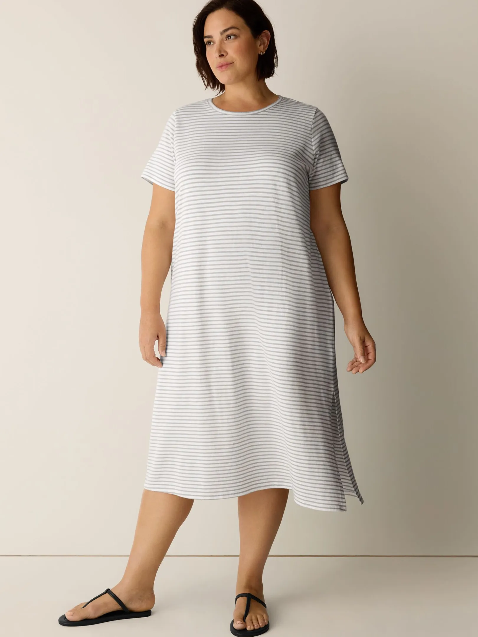 Striped Organic Cotton Slub Tee Dress