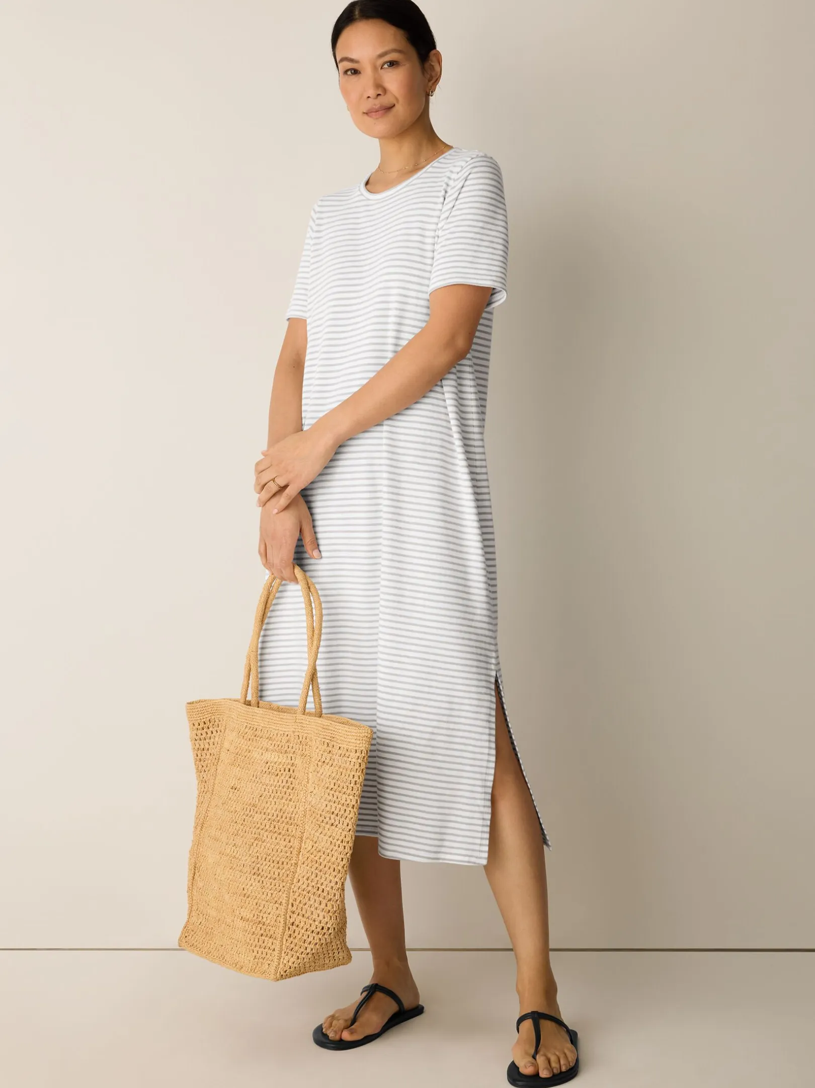 Striped Organic Cotton Slub Tee Dress
