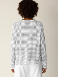 Striped Organic Linen Jersey Long-Sleeve Tee