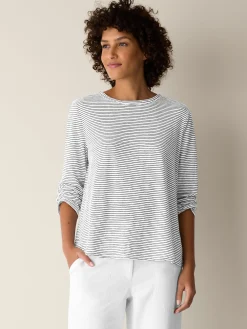 Striped Organic Linen Jersey Long-Sleeve Tee