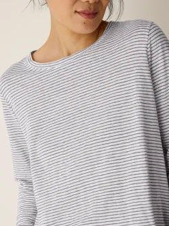 Striped Organic Linen Jersey Long-Sleeve Tee