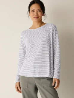 Striped Organic Linen Jersey Long-Sleeve Tee