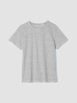Striped Organic Linen Jersey Crew Neck Tee