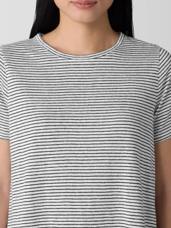 Striped Organic Linen Jersey Crew Neck Tee