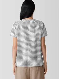 Striped Organic Linen Jersey Crew Neck Tee