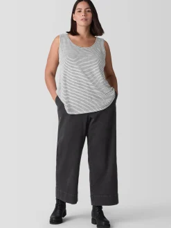 Striped Organic Linen Jersey Scoop Neck Tank