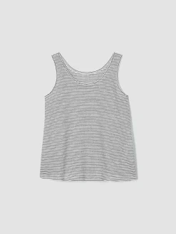 Striped Organic Linen Jersey Scoop Neck Tank
